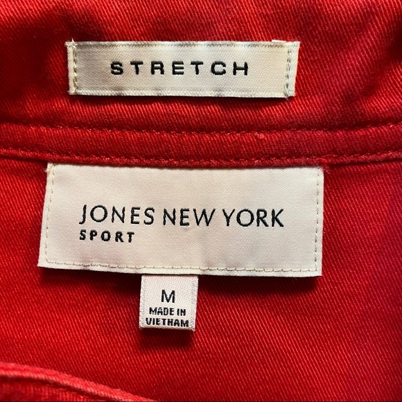 Jones New York Sport Stretch Button Front Blazer Red Cotton Medium - Picture 7 of 8